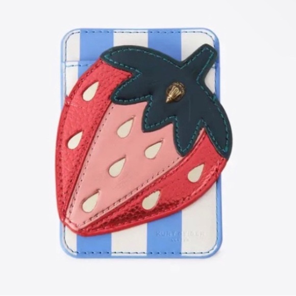 Kurt Geiger Red and Black Strawberry Card Holder- Attaches To Back Of Cellphone - Picture 3 of 5